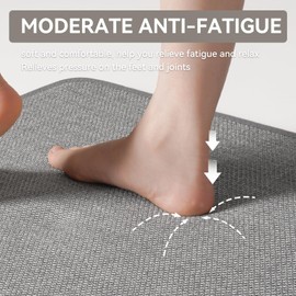 YDKGL Kitchen Mats for Floor, Soft Anti Fatigue Super Absorbent Kitchen Rugs Non Slip Washable, Linen-Look Woven Kitchen Runner Rug Sink Mat Standing Mat for Kitchen, Easy Care, Gray 17"x30"