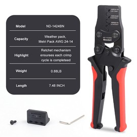 Weather Pack Crimp Tool, Newdeli Crimper for AWG 24-14 Crimping Delphi APTIV Weather Pack Terminals or Metri-Pack Connectors