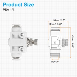 sourcing map 2pcs PSA-1/4 Air Flow Control Valve Push to Connect Fitting 1/4" OD x 1/4" OD in-Line Speed Controller Union Straight for Semi Truck Trailers Air Brake System, White