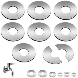 SWTYExt Pack of 8 Heating Pipe Rosette 28 mm Rosettes Cover Water Clock Cover Rosette Stainless Steel Pipe Sleeves Heating Pipe Cover Split Pipe Cover Valve Cap Rosette for Sink Pipes