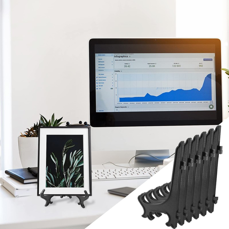 Litoexpe 24 Pcs 3 Inch Black Plastic Easels Plate, Picture