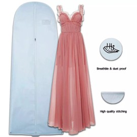 WECOVER 72" Clothes Cover Garment Storage Bags Travel Long Dress Bags Color White 3 PACK