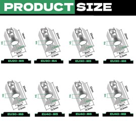 Set of 40 T-Slot Nuts M4 with Centring Ball Nut 8 T T-Slot Blocks Screws Set 30 Series M4 Aluminium Profile 30 x 30 Sliding Nut with Spring Ball for Aluminium C Profile 3D Printer CNC, European