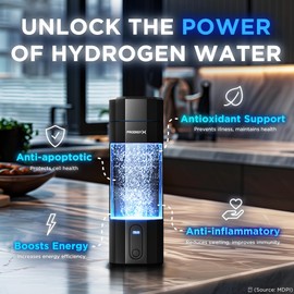 PRODIGY X Hydrogen Water Bottle - Up to 5.8PPM Potency - 210ML for Fast Consumption - Thick Premium Bottle - Portable Hydrogen Generator - Water Molecular Ionizer
