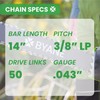 BYANE Carbide Chainsaw Chain 14 Inch, 3/8" LP Pitch, 043"