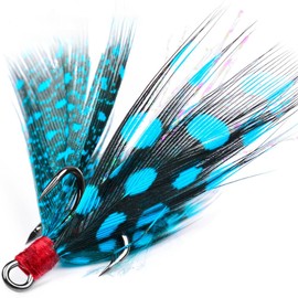 Angelhaken, 10 Stück Drillingshaken mit Federn und Widerhaken, Fischköderhaken für Salzwasser und Süßwasser