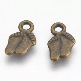 16 Foot Charms Footprint Feet Charm Antique Bronze Tone 11 x 8 mm US Seller 838