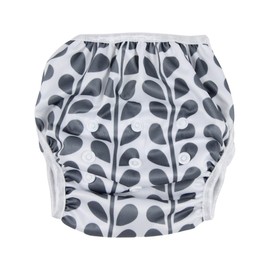 Cubble Reusable Swim Nappy for Newborn and Toddlers | Adjustable with 3-Layer Protection (Grey Leaves)