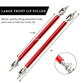 FSTURIOS 2PCS Front Bumper Lip Splitter Diffuser Strut Rod, Adjustable 8"-11" Front Bumper Lip Rod Tie Support Bar, Universal Bumper Protector Splitter Support Rod for Most Vehicle (Red)