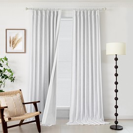 MYSKY HOME White Pinch Pleated Curtains 100% Full Blackout Curtains 108 inches Long for Living Room Bedroom Thermal Insulated Pinch Pleat Window Curtains Soft Drapes with Hooks Back Tab, W40, Pack-2