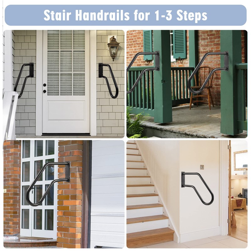 SDNBHT Hand Rails for Outdoor Steps 1-3 Steps Handrails for