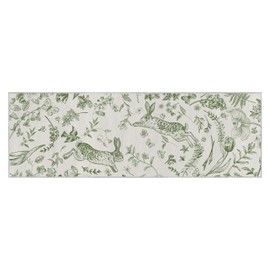 Artoid Mode Monochrome Sketch Floral Bunny Easter Area Rug, Spring Summer Home Decor Low-Profile Non-Slip Washable Runner Rug for Entryway Bedroom Kitchen Laundry Room Indoor 2x6 Feet