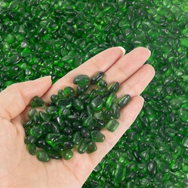 KIJOU Green Sea Glass Stones - 2lb Polished Pebbles (1/4–3/8 Inch) for Garden Decor, Crafts, Vases, and Terrarium Fillers
