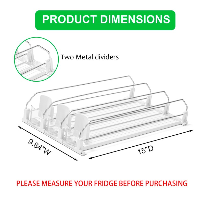 Rula Drink Organizer for Fridge, Width Adjustable Water Bottle Pusher