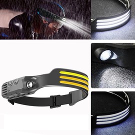 Headlamp Rechargeable 2PCS, 230° Wide Beam Head Lamp LED with Motion Sensor for Adults - Camping Accessories Gear, Waterproof Head Light Flashlight for Hiking, Running, Repairing, Fishing, Cycling