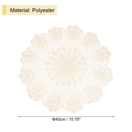 sourcing map Handmade Crochet Placemats, 16inch Round Retro Table Mat Doilies Vase Mat Coaster Snowflake for Dining Table Home Decoration, Beige