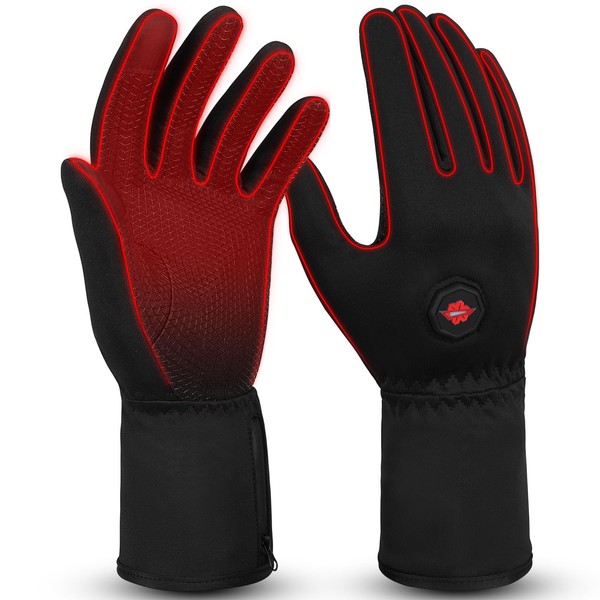 Dr.warm Full Finger Heated Gloves Rechargeable, Touchscreen Electric Heating Gloves