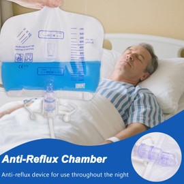 Cotchen 10 Pack 2000mL Catheter Bags for Men and WomenProfessional Urinary Drainage Bag with Anti-Reflux ChamberUrine Bag with 48 Thickened Drainage Tube, Adjustable Clips & Hanging Hook for Home