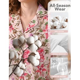 NAP BOUND Women's Woven Print Pajamas Set Cotton Short Sleeve 2-Piece Sleepwear with Pockets, Breathable Loungewear (YWH,XS)