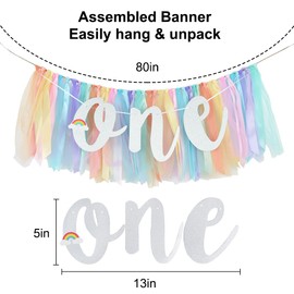 BEISHIDA 1st Birthday High Chair Banner 1 Year Birthday Decorations Pastel Rainbow Theme First Birthday Banner for Girls Boys 1st Birthday Party Baby Shower Decorations Highchair Garland（Pastel）