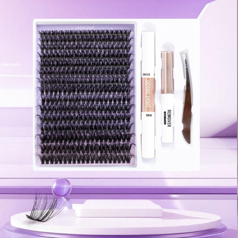 Ocean Pearl Cluster Lashes Thick 200D Volume Eyelash Clusters Kit