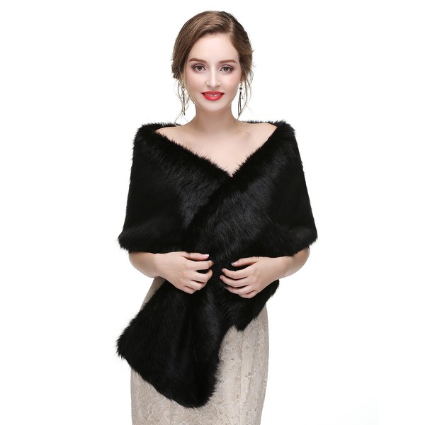 GANDBCOSECE Women's Faux Fur Shawl Wraps for Evening Party Pijian-36