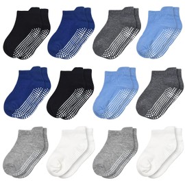 ARERWA Non-Slip Socks Children 12 Pairs Stopper Socks Baby ABS Socks Kids Non-Slip Socks for 6-12 Months 1-7 Years Boys Girls, 03 Multicolour