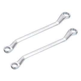 uxcell 2pcs Offset Double Box End Wrench 14mm x 17mm Metric 12 Point CR-V Steel Chrome Plated Box Wrenches