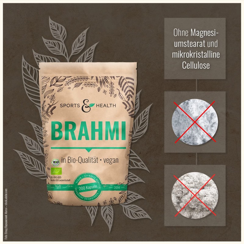 Brahmi Organic Capsules - 200 Brahmi Capsules - 1000 mg