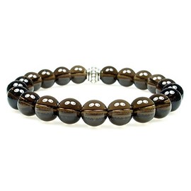 SMOKY QUARTZ 8mm Round Genuine Crystal Gemstone Beaded Bracelet