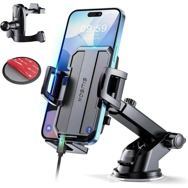SUUSON 3-in-1 Car Phone Holder Mount Strong Suction for Dashboard