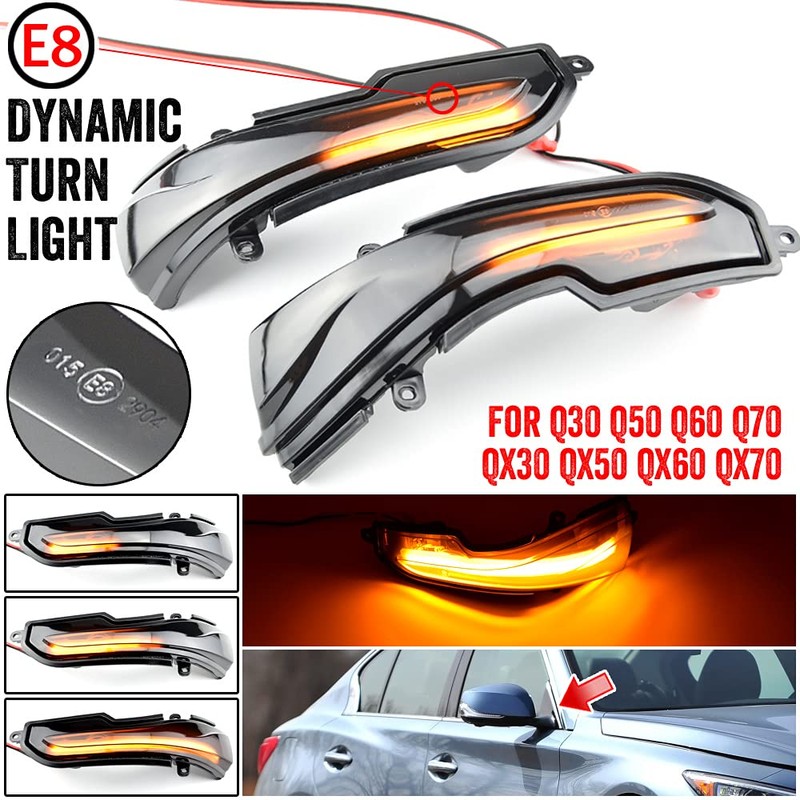 QKLsudua Q50 Sequential Turn Signal 2pcs Dynamic Sequential Blink LED