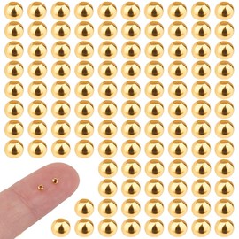 DICOSMETIC 925 Sterling Silver Round Beads 24K Gold-Plated Beads Mini Seamless Beads 2 mm Round Ball Beads Smooth Round Beads for DIY Necklace Bracelet Jewellery Making Pack of 120