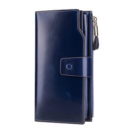 Itslife Womens Wallet RFID Blocking Large Capacity Luxury Wax Genuine Leather Wallets Clutch Wallet Ladies Card holder