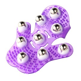 iwobi Beauty Massager Roller Ball Palm Massager Glove Metal Rolling Ball Massage Body Hand Massager(Purple)