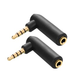 Borsuer Set of 2 Right Angle 3.5mm Stereo Mini Plug 4 Pole 3.5mm 90 Degree Mini Jack Earphone Connector Angle Conversion Connector Gold Plated