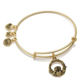 Alex and Ani Path of Symbols Expandable Bangle for Women, Claddagh Charm, Rafaelian Gold Finish, 2 to 3.5 in