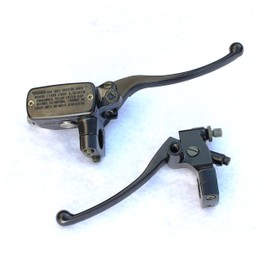 Universal Yamaha Suzuki Kawasaki Motorcycle 1" Front Hydraulic Brake Master Cylinder with Cable Clutch Perch (Full Black)