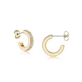 Limerencia Hypoallergenic G23 Pure Titanium Small Open C Hoop Earrings, F136 Implant Grade Lightweight Cubic Zirconia/Opal Cuff Huggie Earrings for Women Sensitive Ears (10 mm CZ Gold)