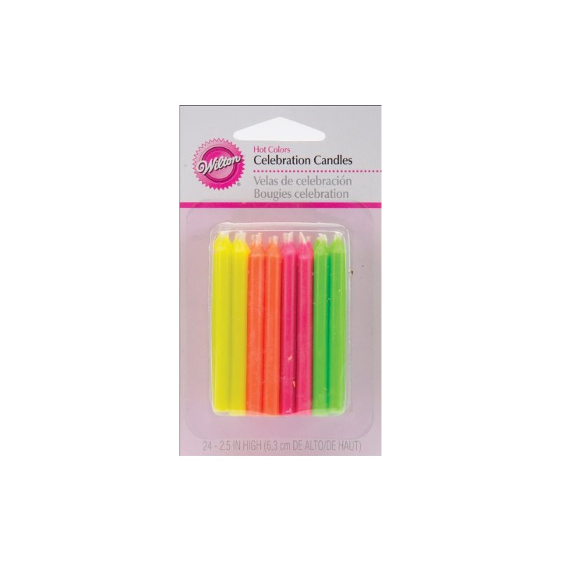 Wilton Birthday Candles, 2.5-Inch, Hot Colors, 24-Pack