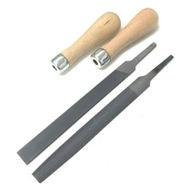 Hand File Set with Lutz Skroo-Zon #4 Wood Handle Flat & Half Round Hand Files