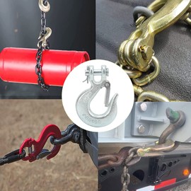 Yctze 1/4in Clevis Hook Clevis Grab Hook Tow Chain Hooks Swivel Lifting Hook Clevis Slip Hook with Safety Latch 7800lbs Load G70 Forged Steel Hook for Trailer Truck Towing Vehicle Chains