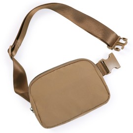 ODODOS Unisex Mini Belt Bag with Adjustable Strap Small Fanny Pack for Workout Running Traveling Hiking, Caramel