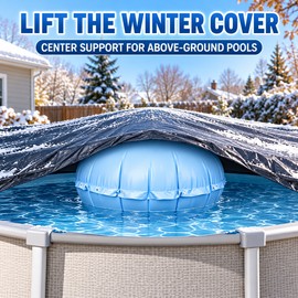 47 Inch Round Winter Pool Pillow for Above Ground Pools, Inflatable PVC Cover Support with 2 Ropes
