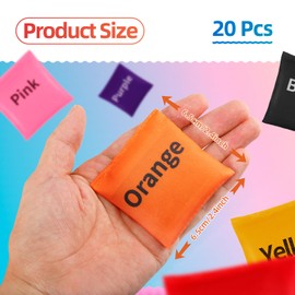 IJRPLM 20 Pcs Colorful Bean Bags,Bean Bags for Tossing,Nylon Bean Bags for Hand Toss Games,Mini Bean Bags for Classroom Outdoor Carnival Catch Toss Sensory Game(2.4 x 2.4inch)