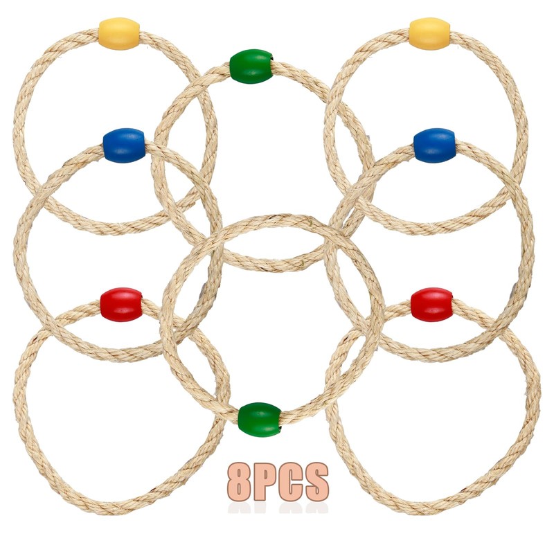 Kasoud Quoits Games Set, 8PCS Quoits Ropes Ring Toss Games,