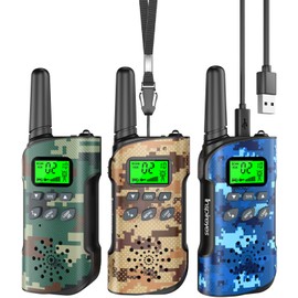 Inspireyes Inspireyes Walkie Talkie Kinder Aufladbar, 48 Stunden Arbeitszeit, Geschenke für Jungen Mädchen, Outdoor Wandern Camping, Geschenk für Jungen im Alter von 8–12 Jahren, 3–5 Mädchen, 3er Set Tarnfarben