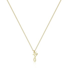 Yimofy Initial Necklace for Women 14K Gold Plated Stainless Steel Women's Dainty Letter Necklace Tiny A-Z Initial Pendant Choker Necklace F