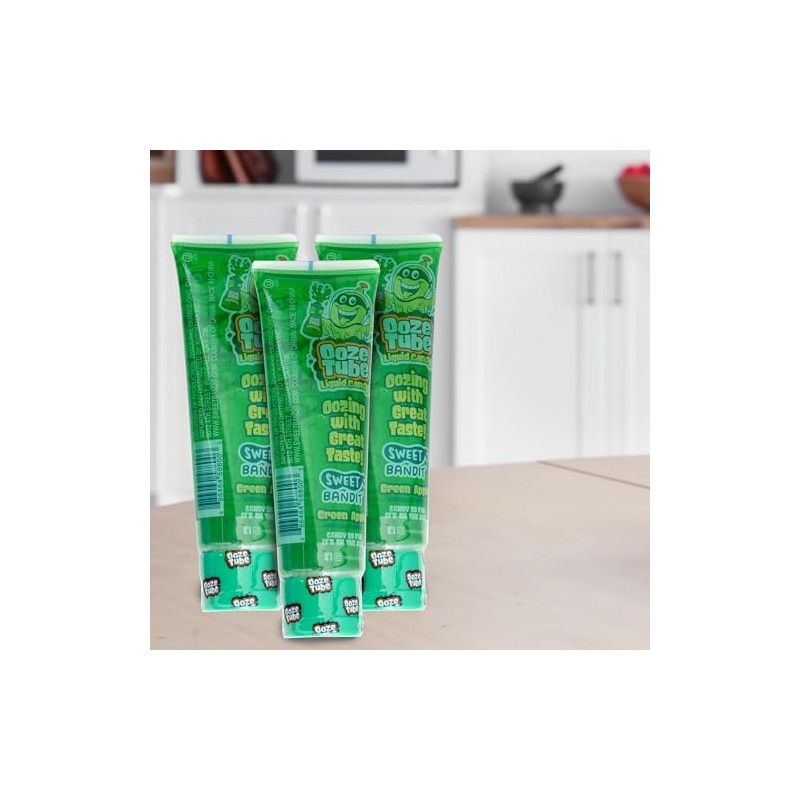 Ooze Tube Liquid Candy Green Apple, 4 Ounce Each (Pack