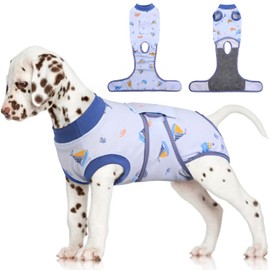 FUAMEY Recovery Suit for Dogs After Surgery,Soft Breathable Dog Bodysuit E-Collar & Cone Alternative Surgical Suit,Male Female Dog Neuter Spay Suits Anti Licking Wounds Onesie Blue Boat XS